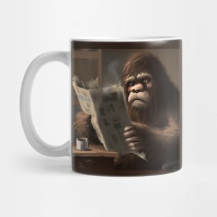 Bigfoot Enjoys Espresso and the News at Cafe Mug